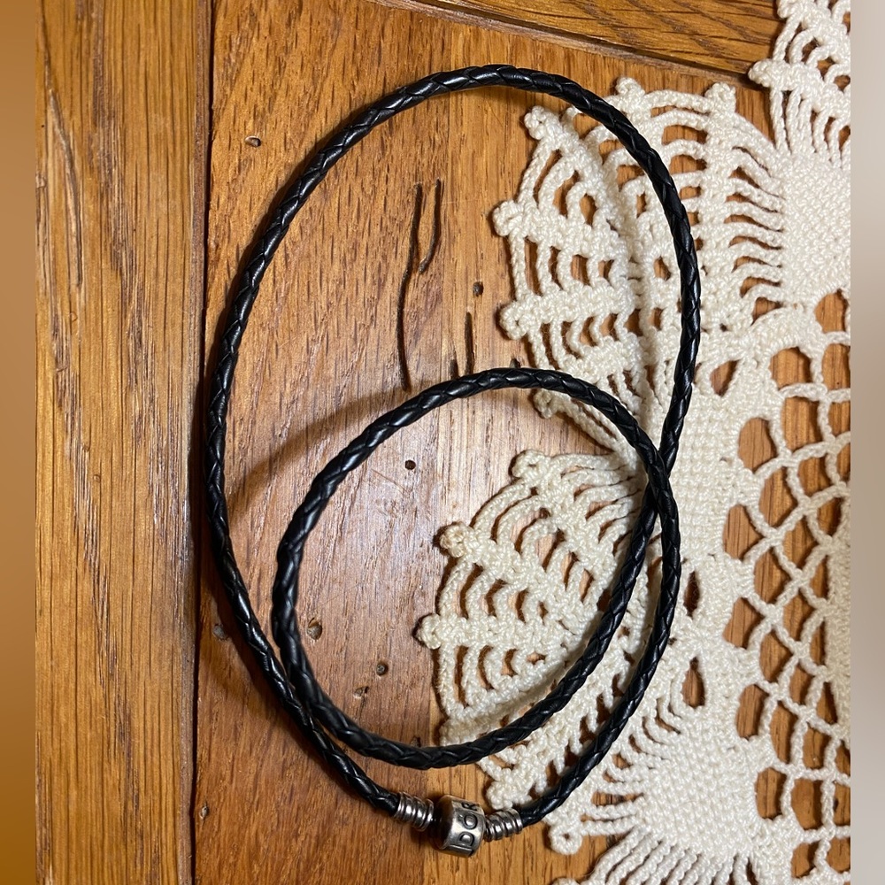 Pandora Black Leather Bracelet with Silver Clasp